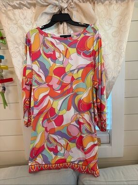 Boston Proper Vibrant Swirl Swim Coverup in Pink, Orange & Yellow